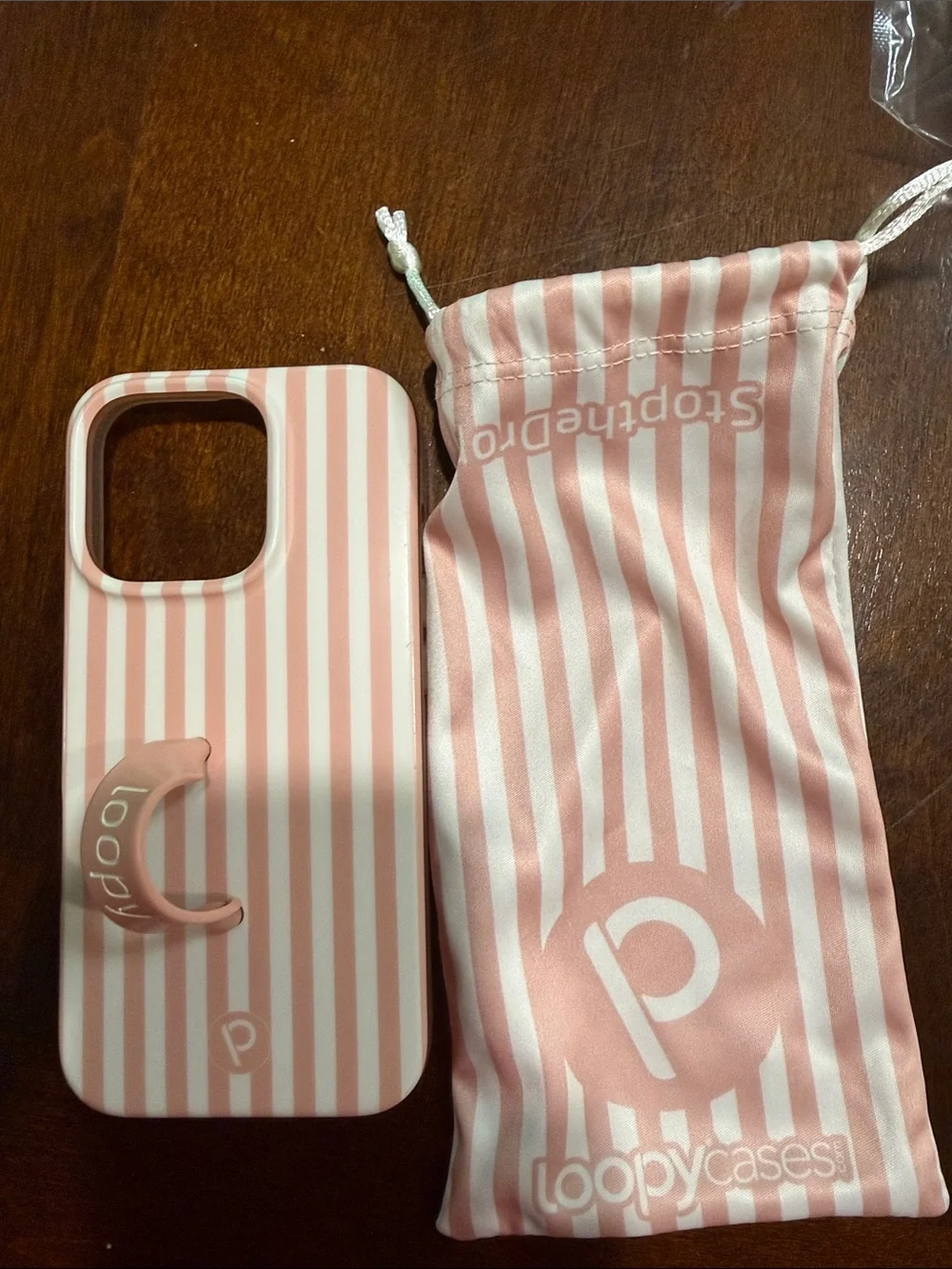 Loopy Case Pink Stripe Phone Case with Grip - Soft Pink iPhone 16 pro
